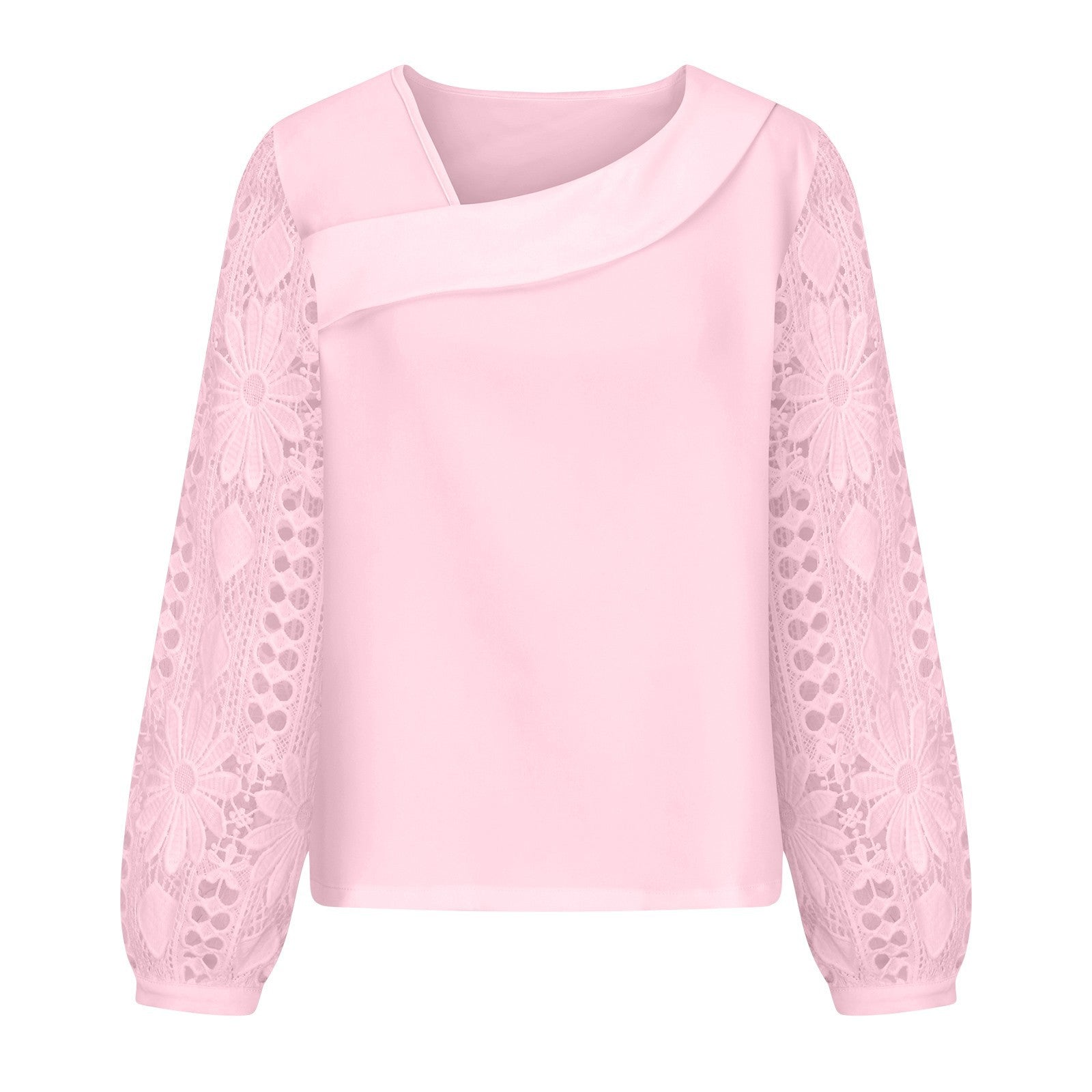 Women's Spring And Autumn Fashionable Elegant Lace Patchwork Knitting Shirt Top 14