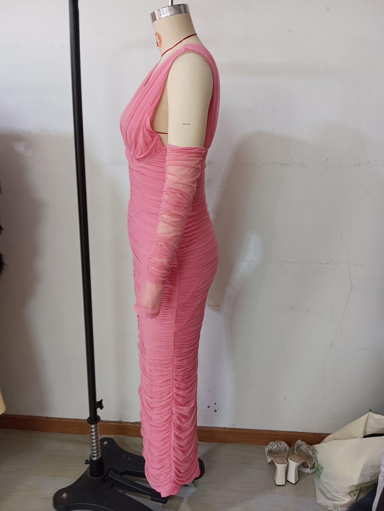 Women Pleated Slit Dress 9