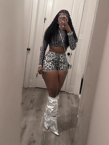 Women sexy leopard print top and shorts two-piece set 5