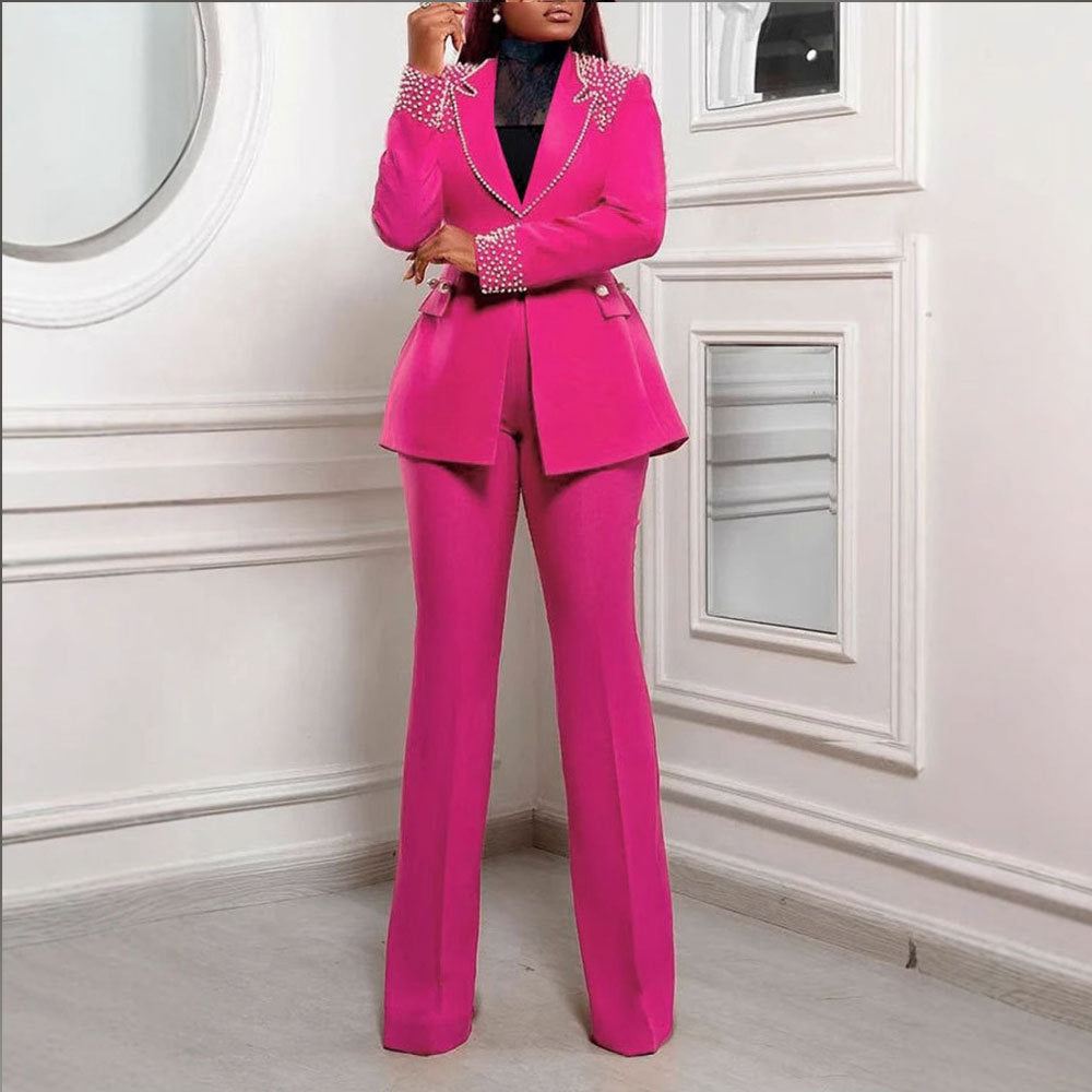 Pearl Long Sleeve Slim Blazer Pants Two-Piece Suit 4