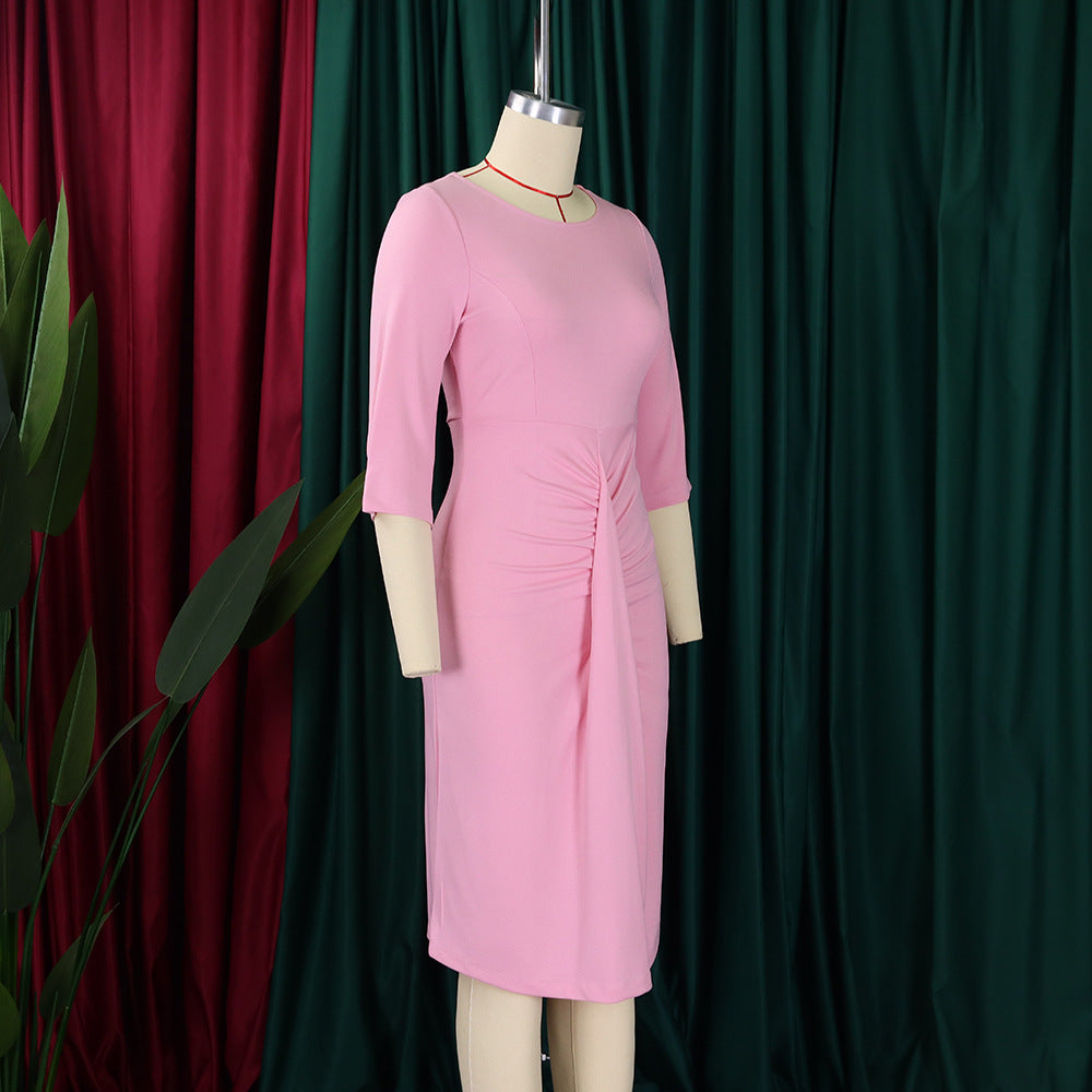 Women's Fashion Chic Pleated Bodycon Plus Size Dress Pencil Dress 12