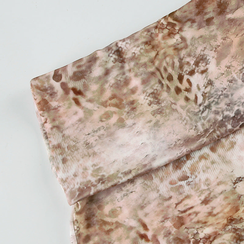 Women Holidays Animal Print Irregular Strapless Top and Shorts Two Piece Set 11