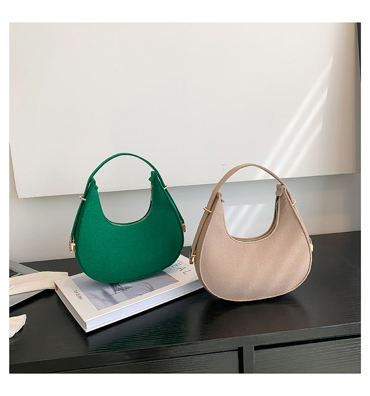 Baguette bag women's spring fashion retro felt creasing crocodile pattern underarm bag women's shoulder bag 22