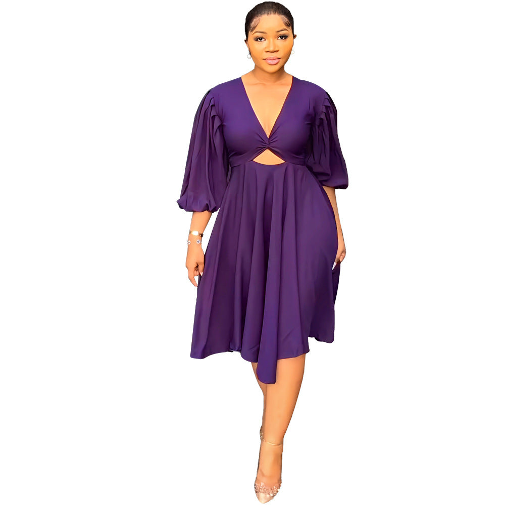 Women v-neck cutout dress 13