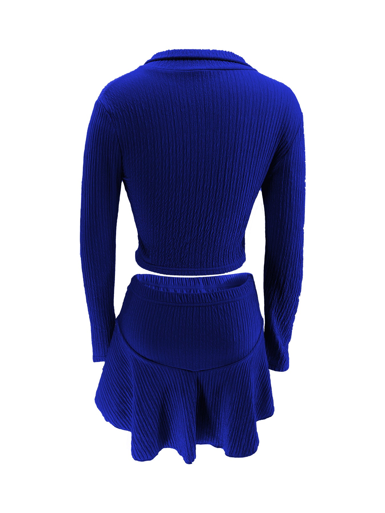 Women Solid Zippered Cropped Top Two-piece set with ruffled skirt 52