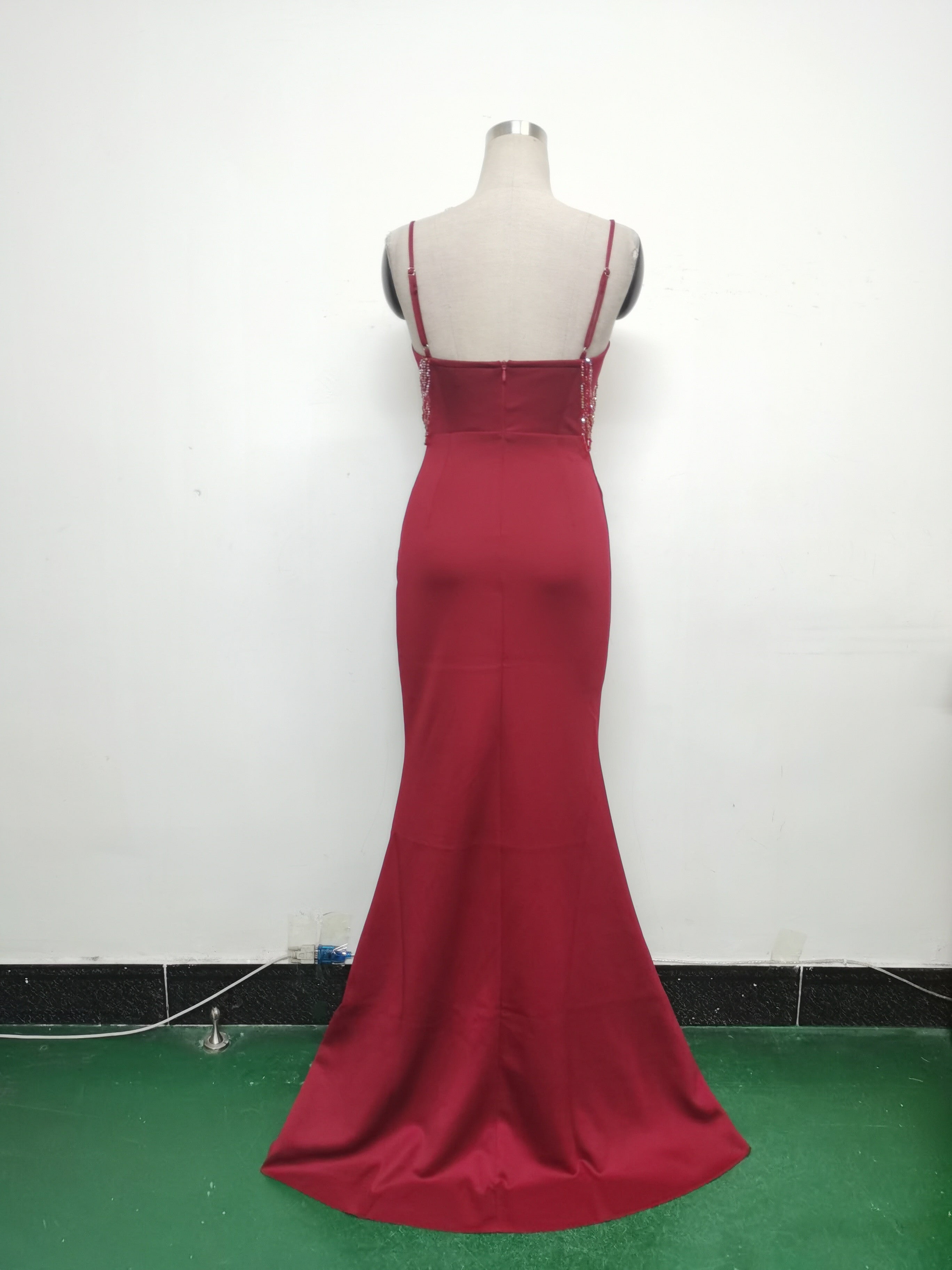 Women Beaded Sexy Suspender Evening Dress 18