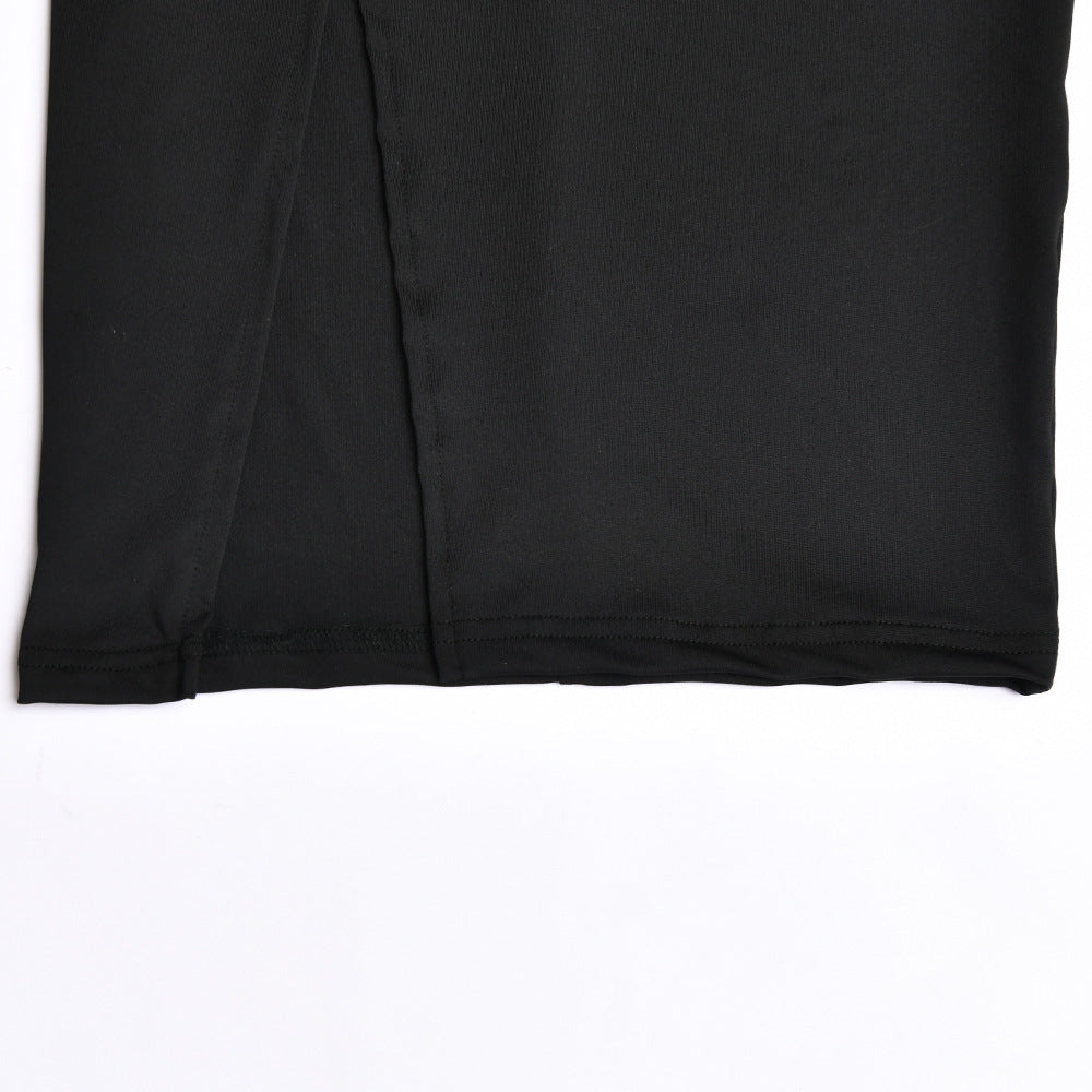 Women Summer Sexy Suspender Strapless Top and Slit Skirt Two-Piece Set 9