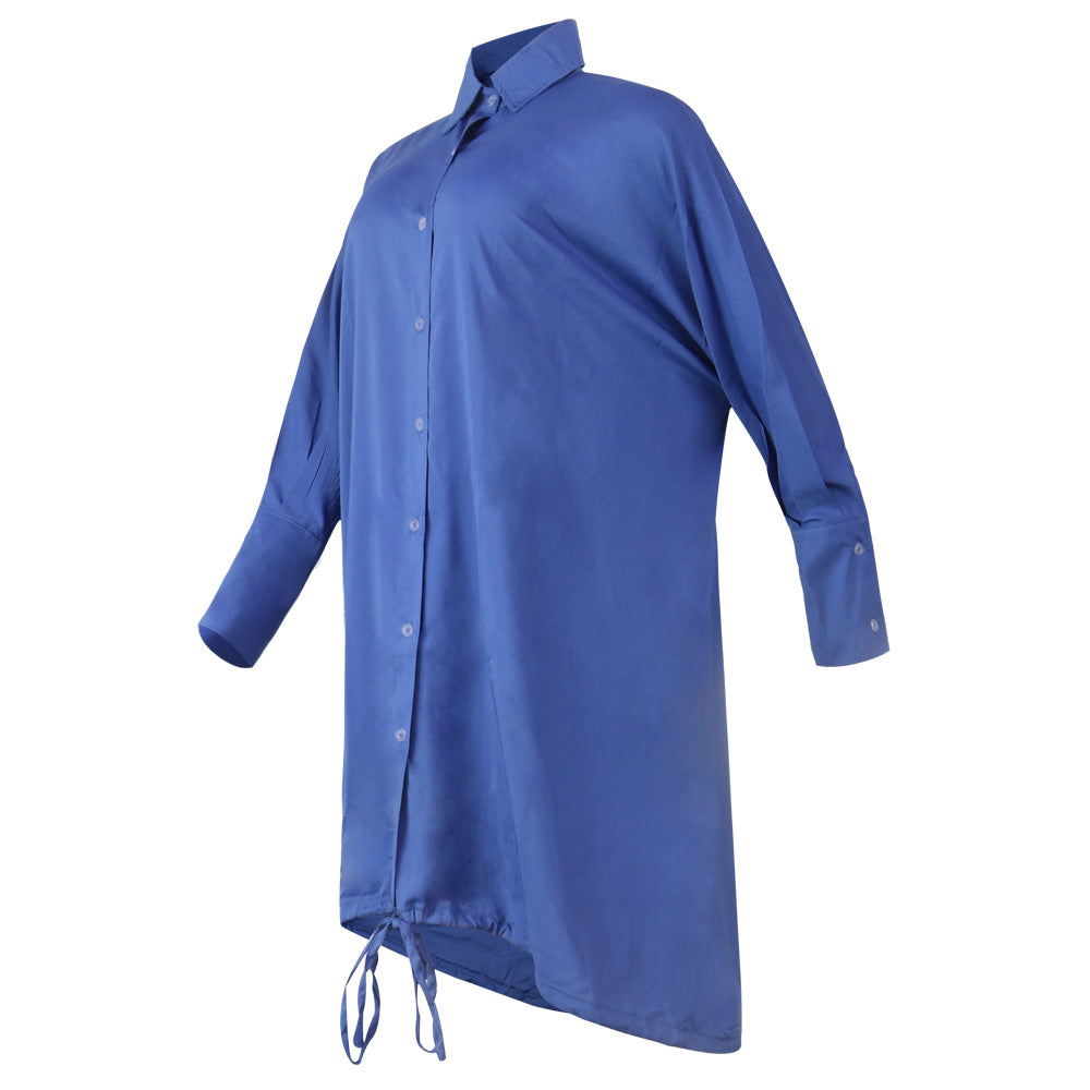 Women Long Sleeve Solid Loose Dress 22