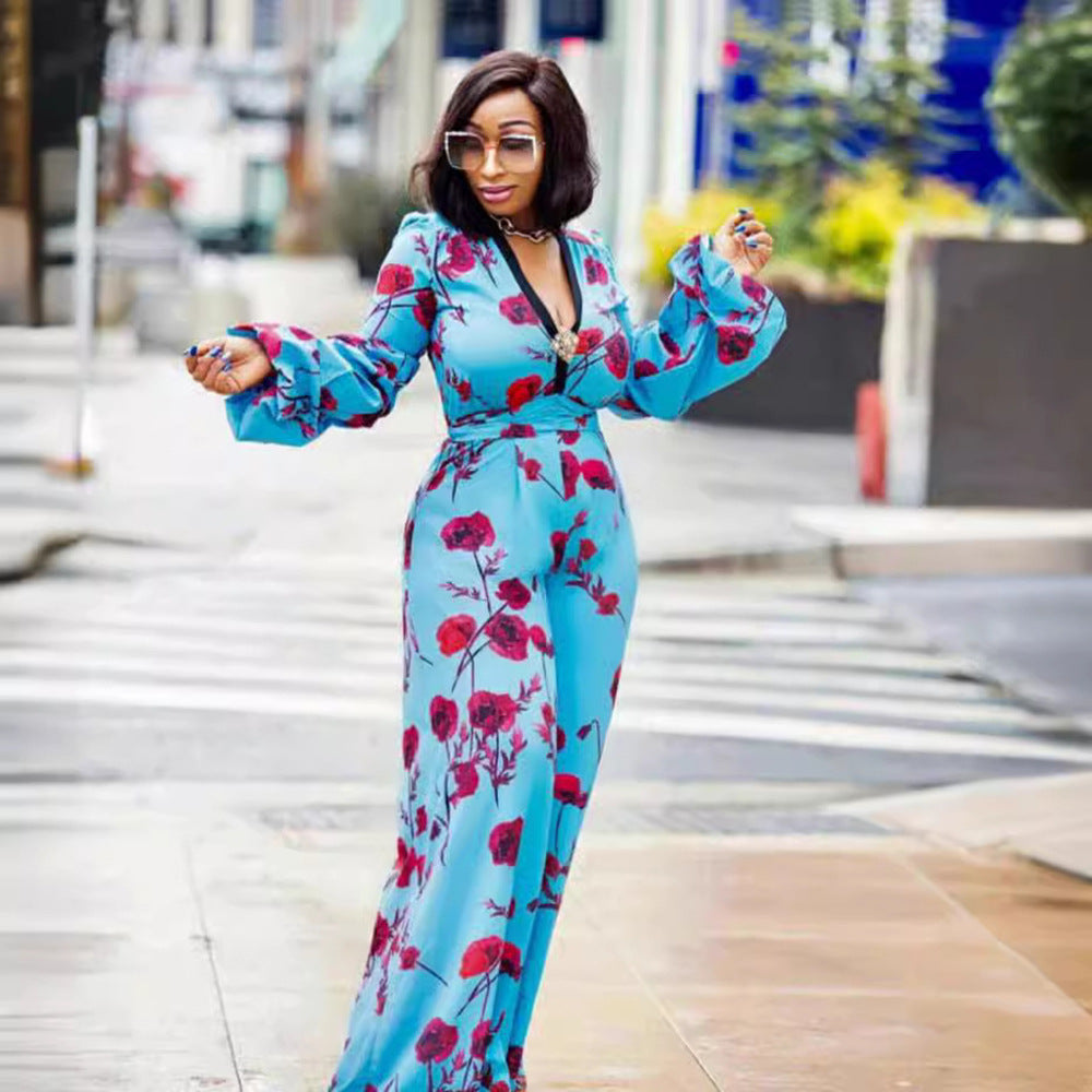 African Women long sleeve Print Jumpsuits 3