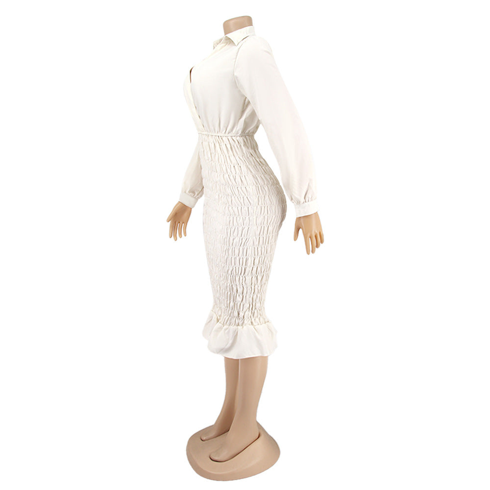 Women v-neck long sleeve dress 17