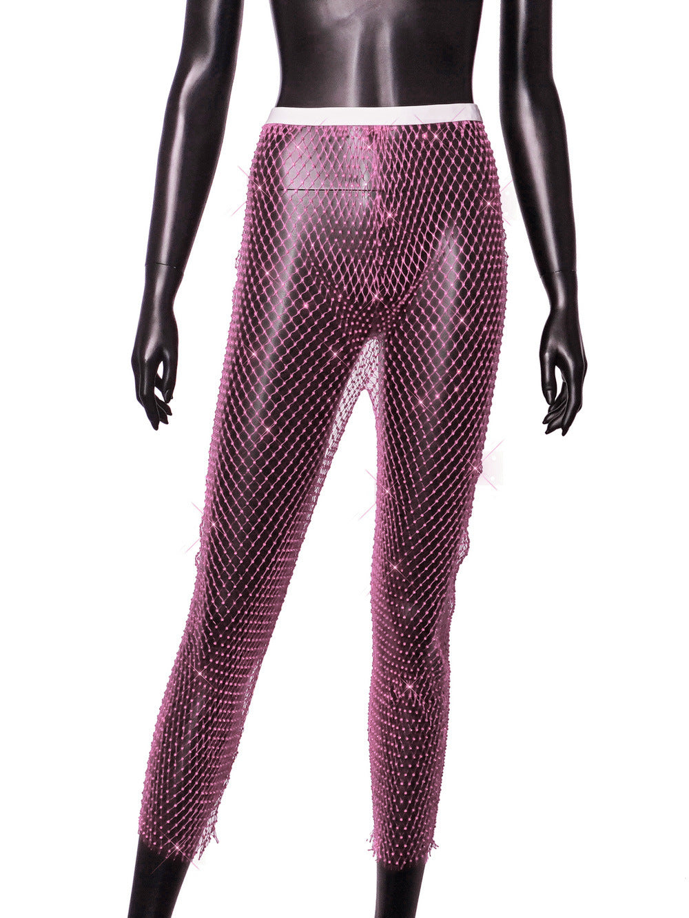 Women Sexy Rhinestone Fishnet Pants 5