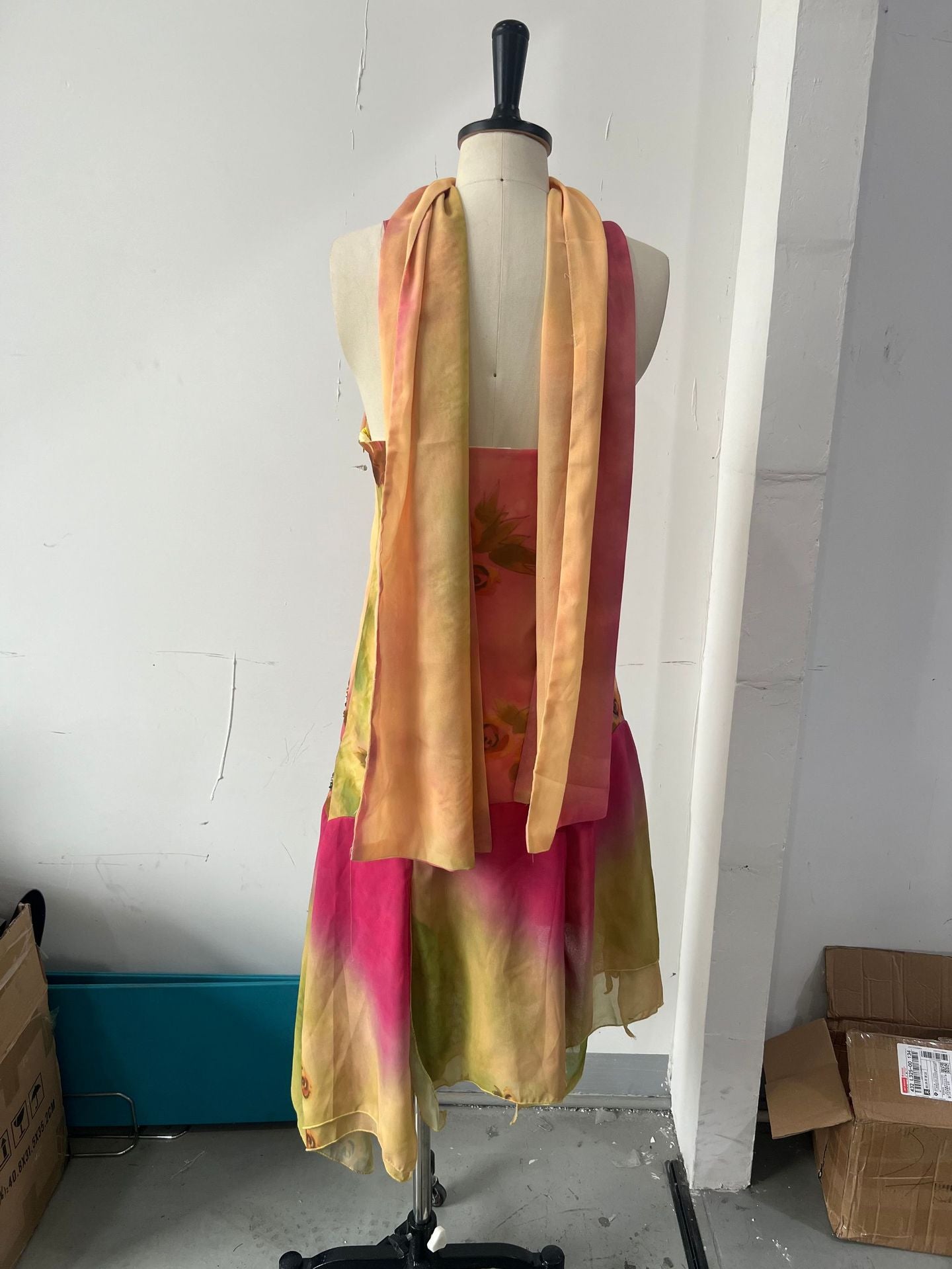 Women Ruffled Suspender Elegant Embroidered Flower Summer Dress 4