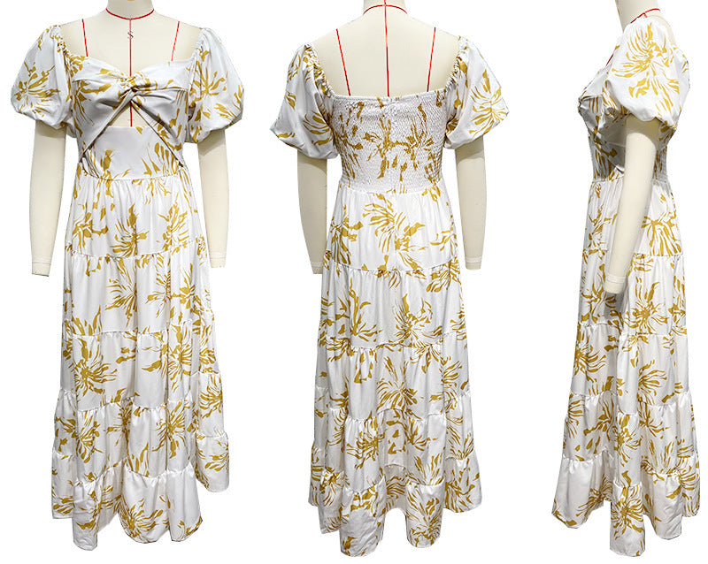 Women Printed Puff Sleeve Dress 9