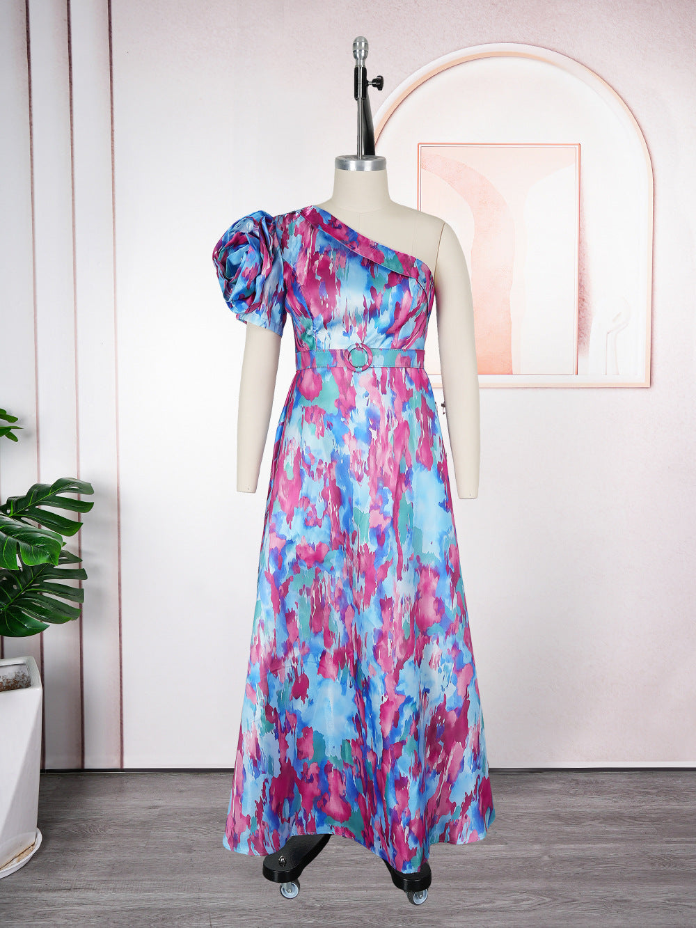 African Sexy Slash Shoulder Women's Plus Size Print Dress 8