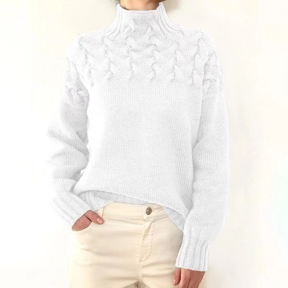 Autumn winter long-sleeved high-collar solid color knitting sweater women's pullover top 27