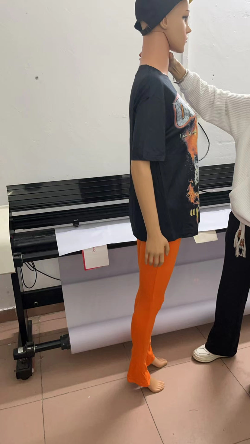 Women's Printed Short Sleeve Round Neck Two Piece Pants Set 5