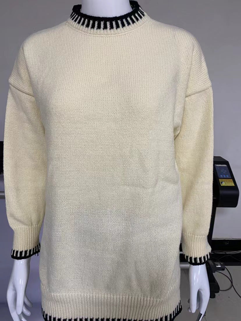 Autumn Winter Fashion Solid Color Sweater Pants Casual Loose Two-Piece Set 12