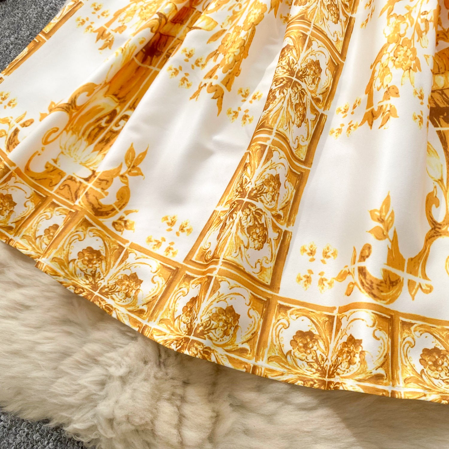 Women French Suspender Printed Strapless Dress 17