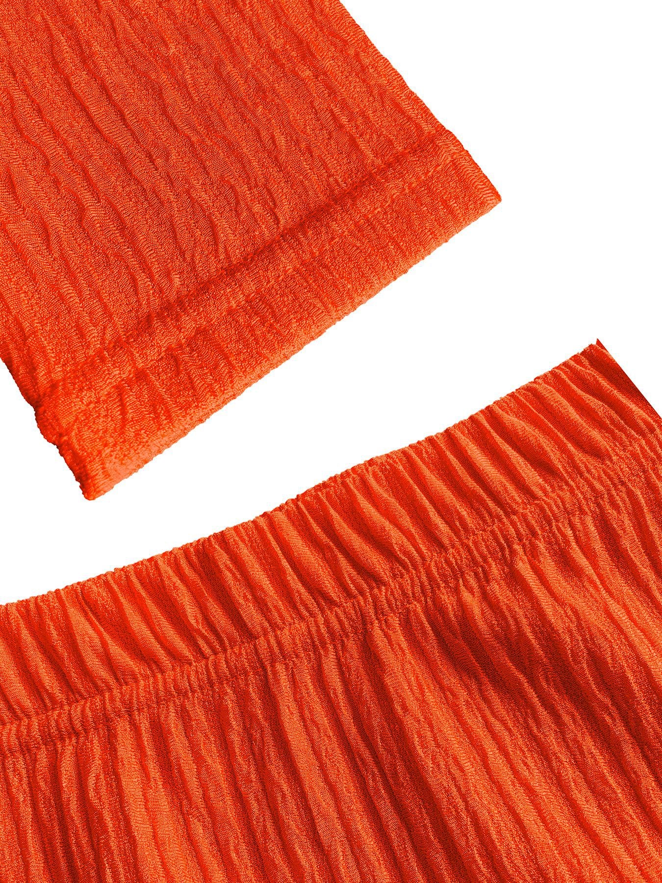 Women Solid Zippered Cropped Top Two-piece set with ruffled skirt 31