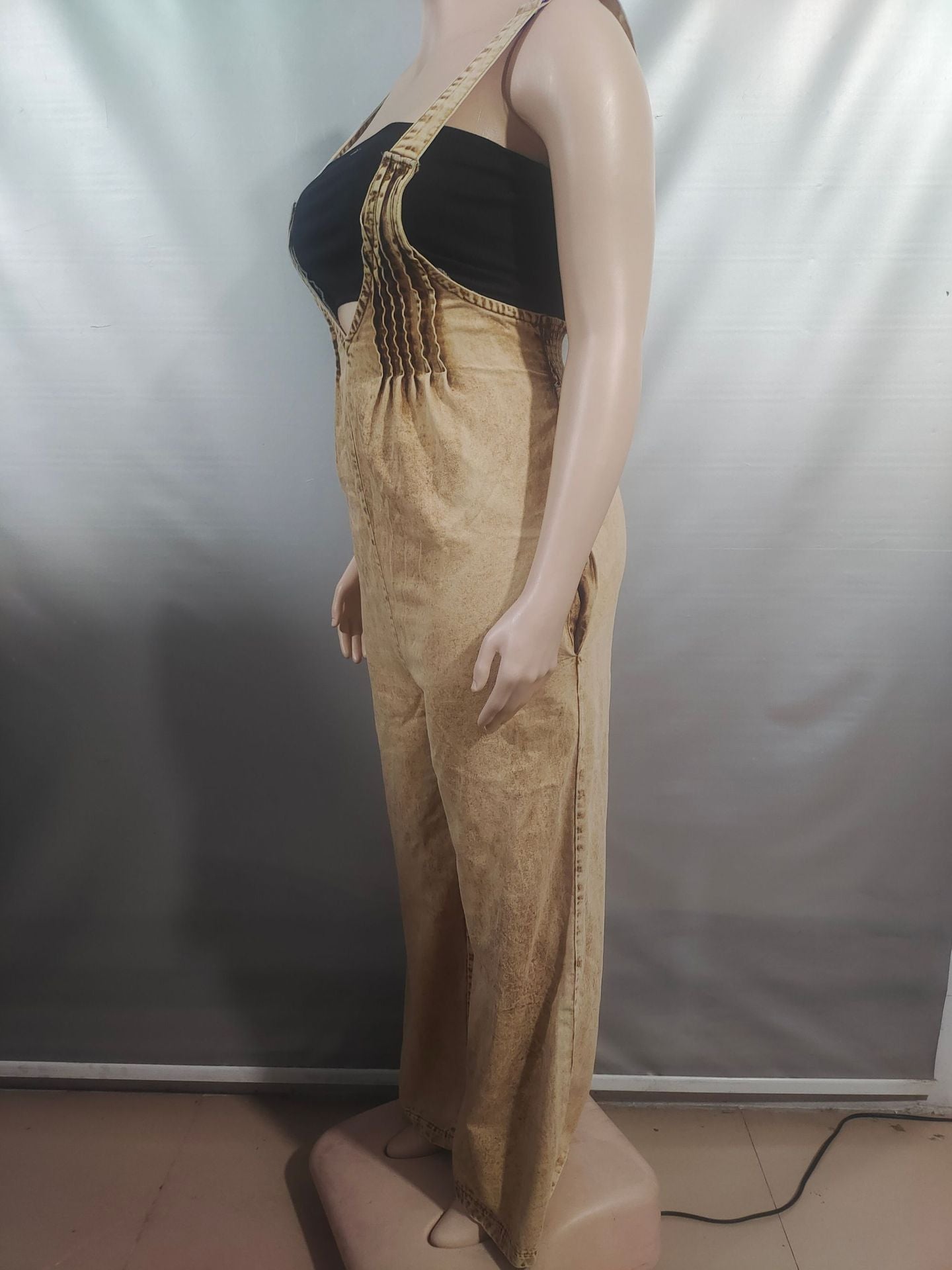 Women Solid Backless Sleeveless Denim Jumpsuits 6