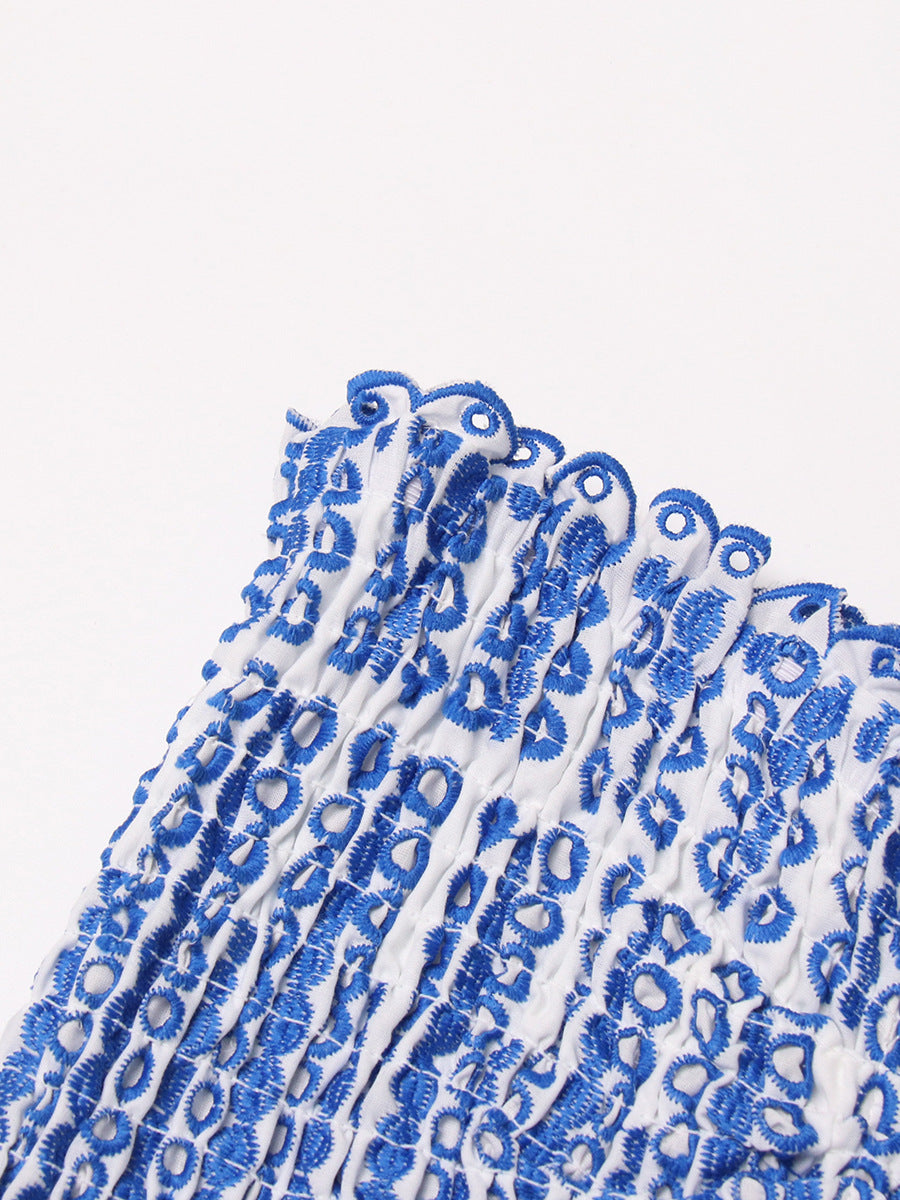 Bohemian Holiday Strapless Slim Waist Mini Cascading Ruffles Dress 6