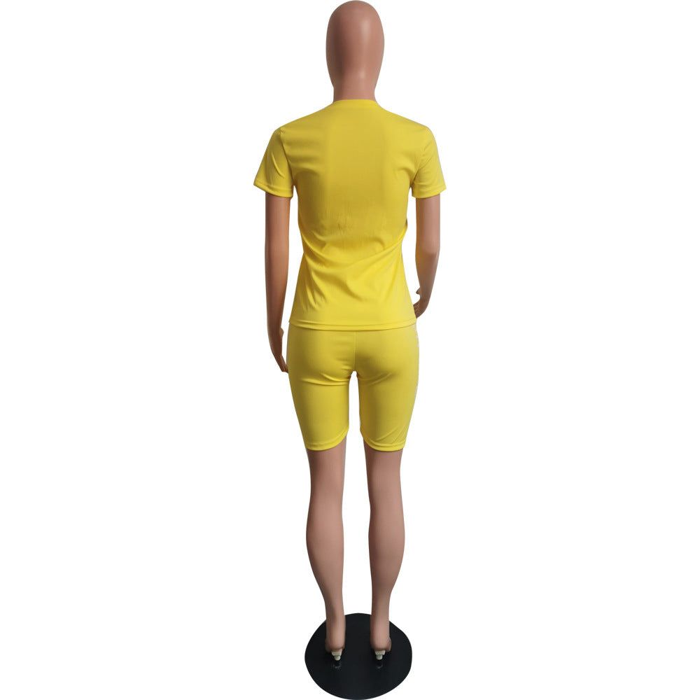 Summer fashionable solid color two-piece fashion casual shorts set 40