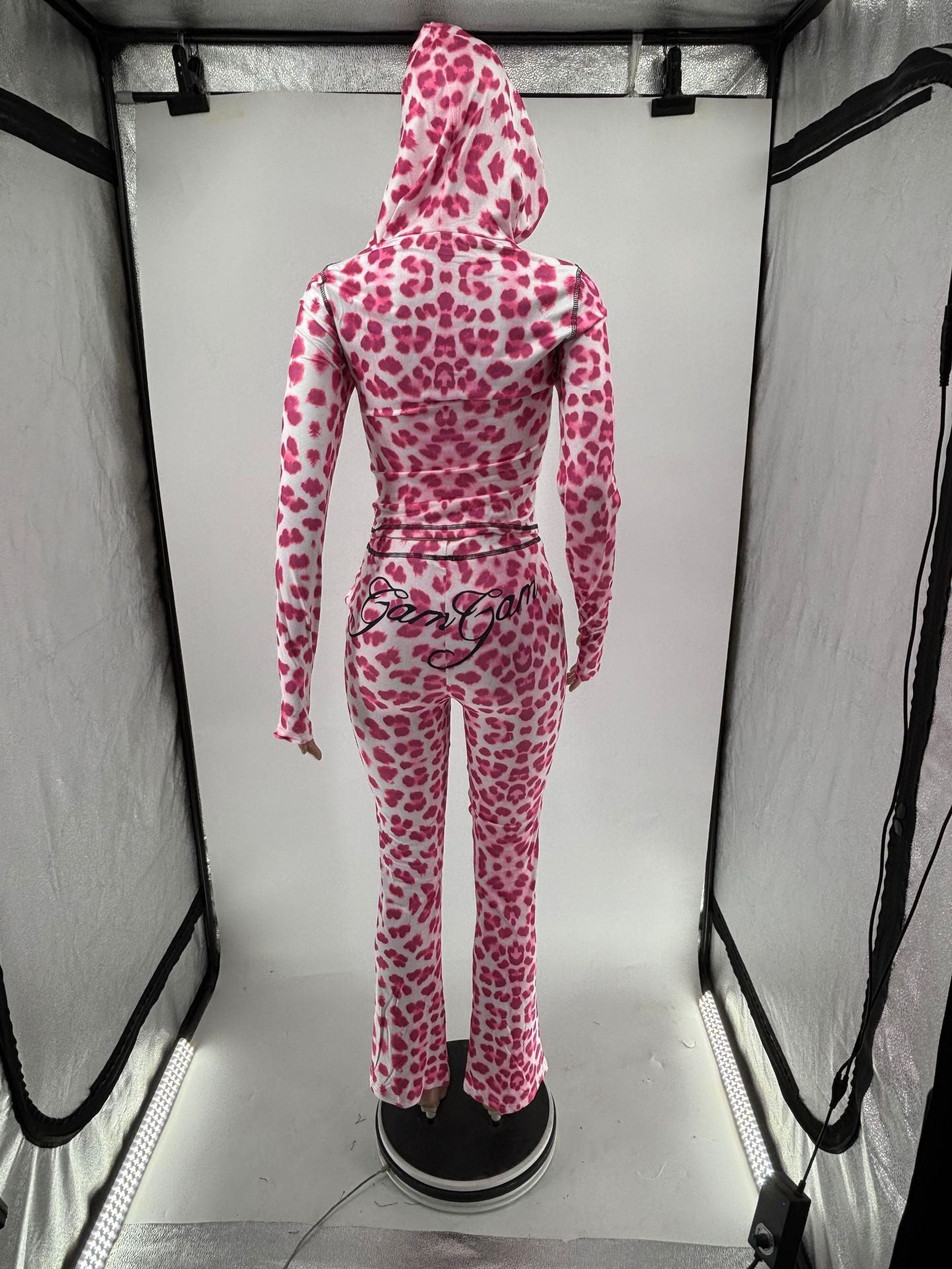 Women Sexy Leopard Print Contrast Two-Piece Set 7