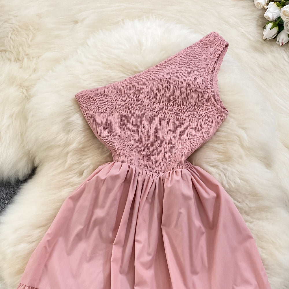 Retro Chic Sleeveless Slash Shoulder Slim Waist Slim Fit Beach Holidays A-Line Long Dress 42