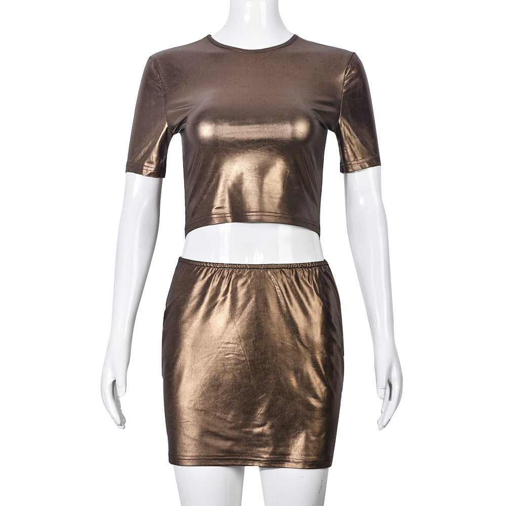 Women summer sexy Crop Top and Mini Skirt two-piece set 12