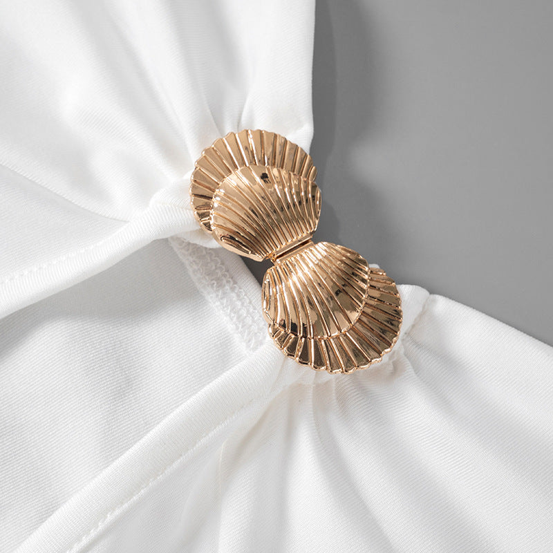 Women's Summer Solid Color Chic Elegant Strapless High Waist Long Dress 12