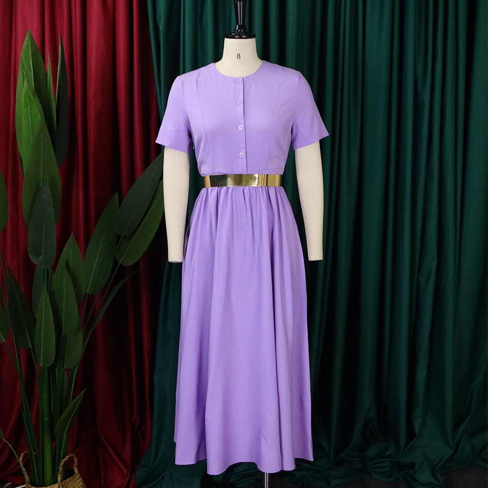 Women Summer Short Sleeve Belted Dress 18