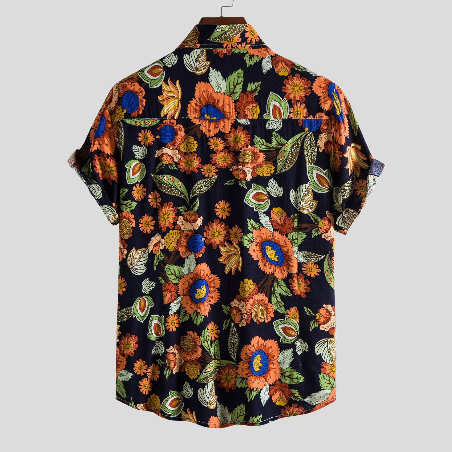 Men's Summer Floral Casual Short-sleeved shirt 9