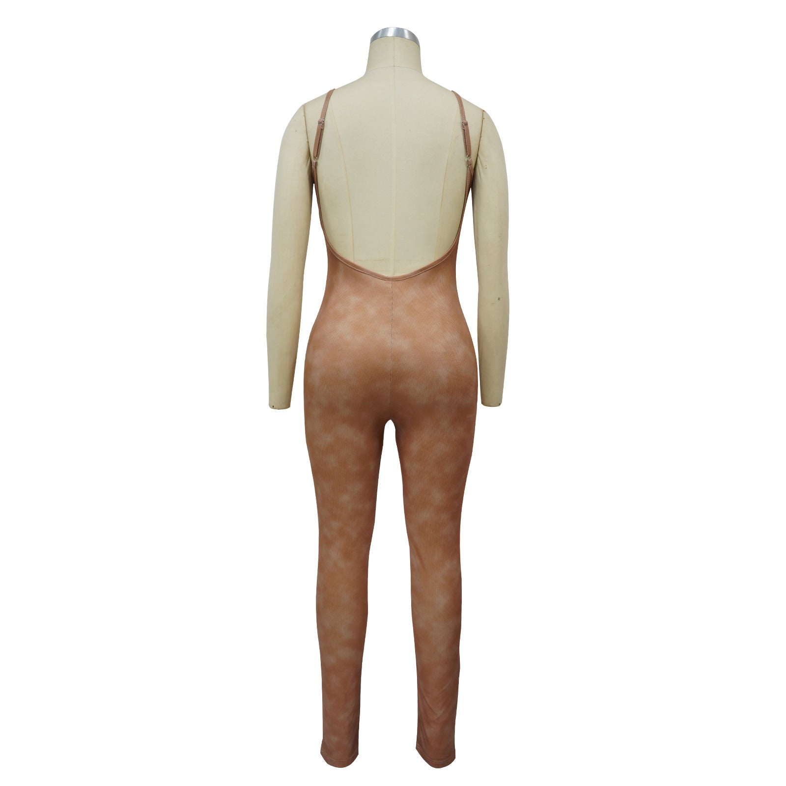 Women's Straps U Neck Sexy Tight Fitting Jumpsuit Long Sleeve Coat Two Piece Set 18