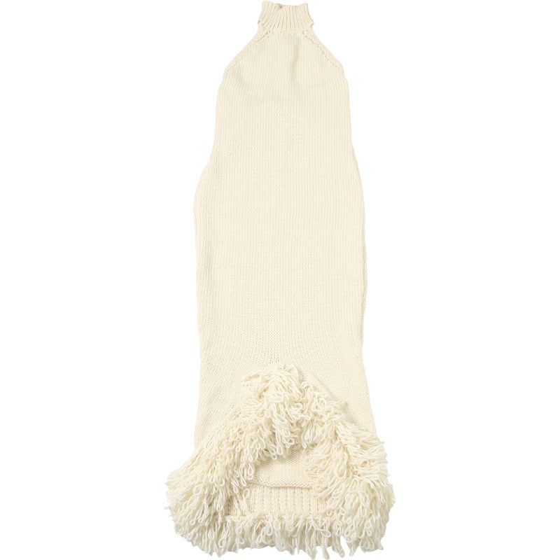 Spring Women's Sexy Halter Neck Low Back High Waist Slim Bodycon Knitting Dress 9