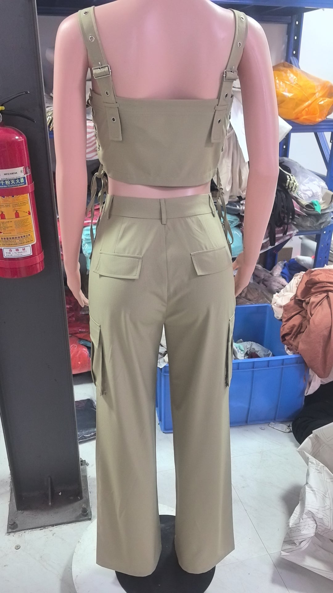 Women Suspender V-neck Top and Pants Two-piece Set 9