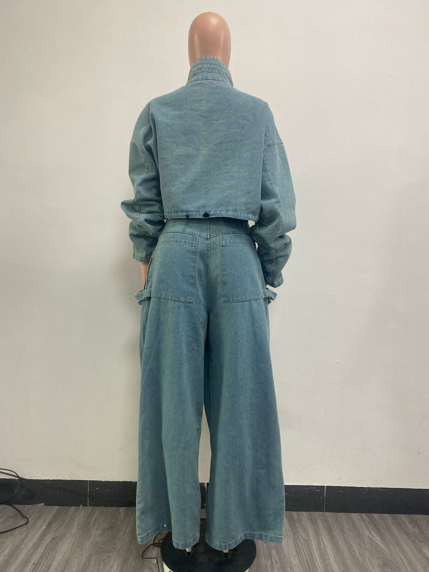 Fashion Retro Wide Leg Loose Denim Two Piece pants Set Women's Clothing 15