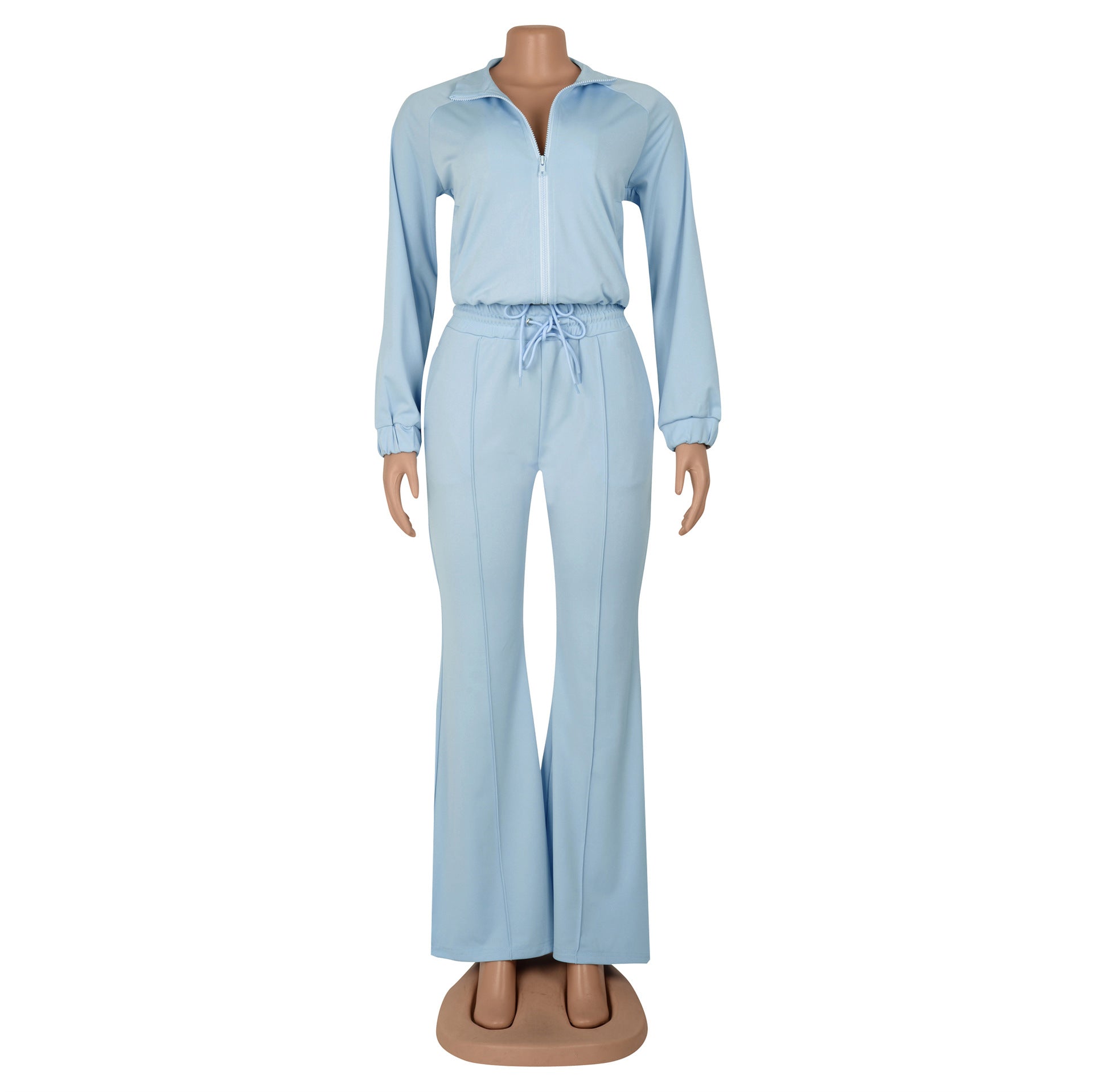 Women Casual Sport Zip Long Sleeve Top and Pant Two-Piece Set 17