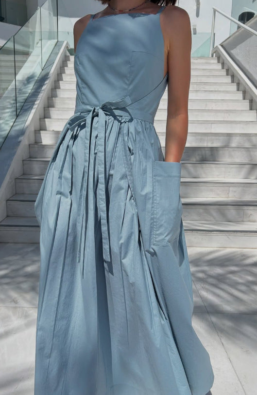 Women's Solid Color Strap Sleeveless Casual Loose Fashion Sundress 12