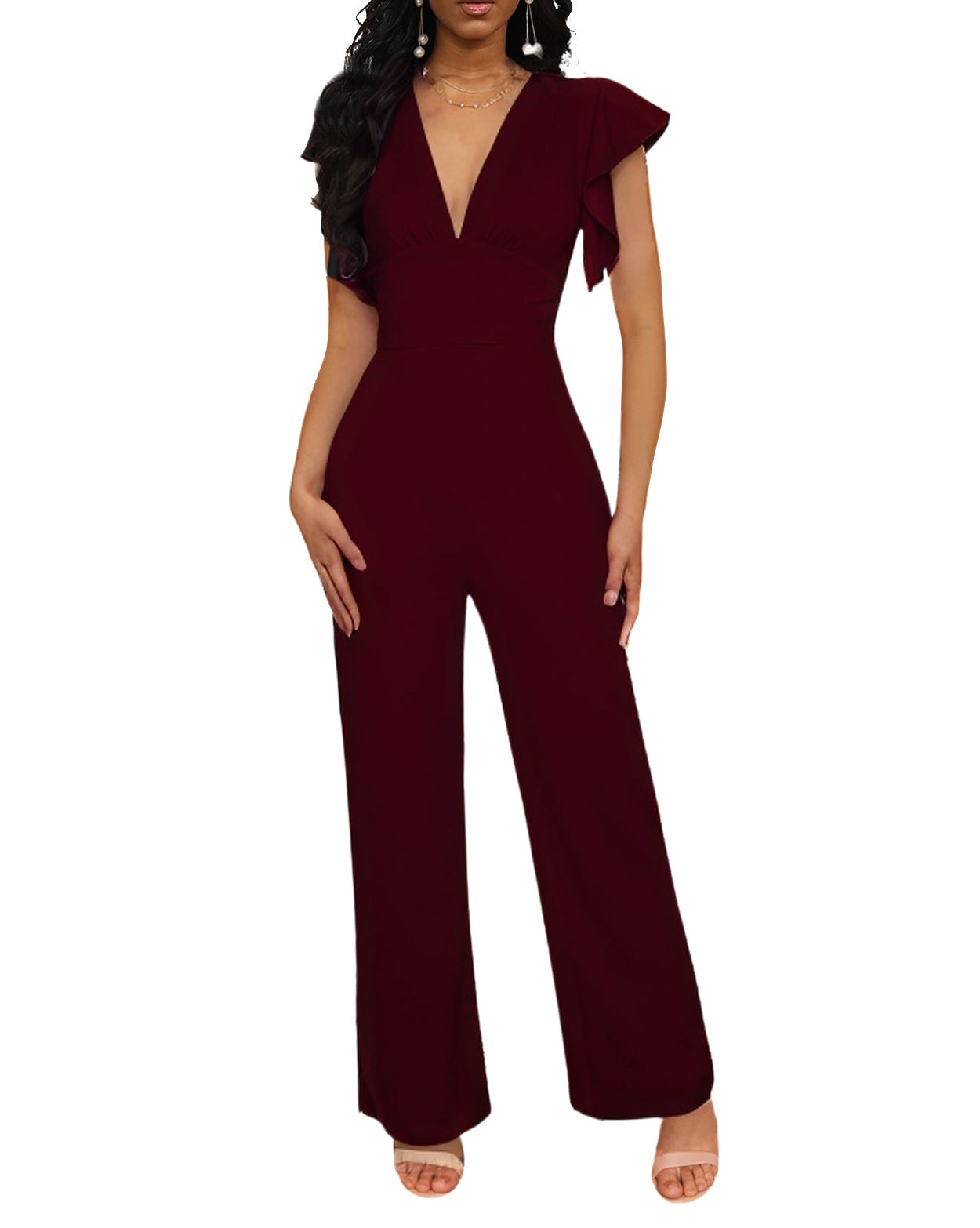 Women Sexy Solid V Neck Women Jumpsuit 10