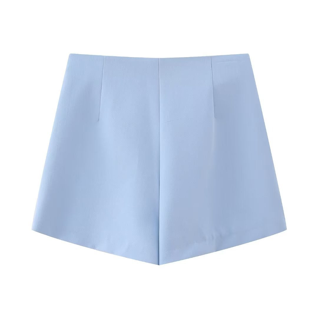Solid color High Waist Slit Mini Culottes 9