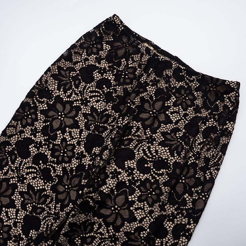 Women's Lace See-Through Long Sleeve Top & Tight Fitting Pants Two-Piece Set 27