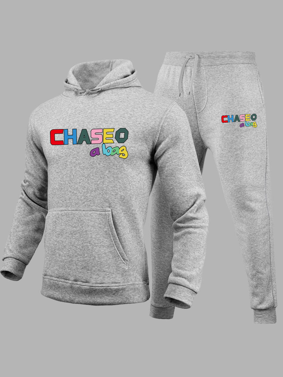 Autumn And Winter Casual Letter Printed Hooded Hoodies Sweatpants Set 6