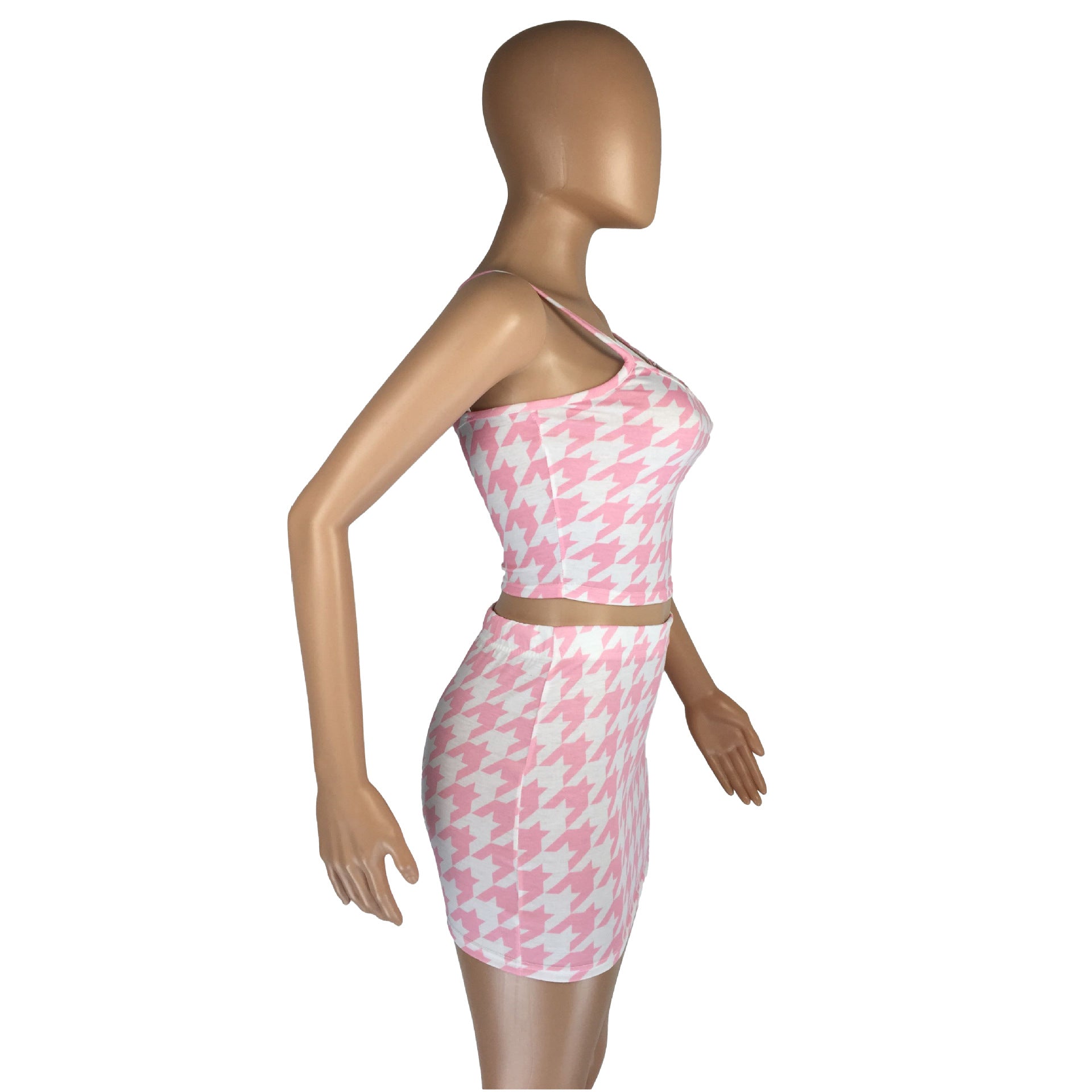 Ladies Houndstooth Tank Top Skirt Set Two-Piece Set 10