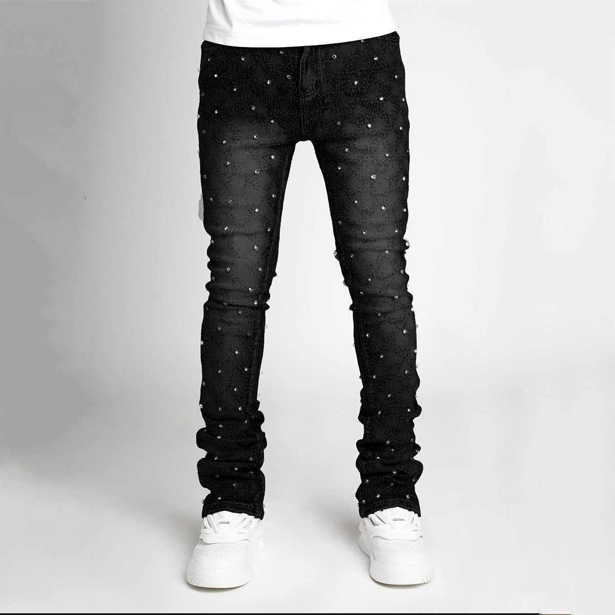 Men's Fashion Style Straight Denim Pants Fashionable Stretch Pearl Men's Jeans 6