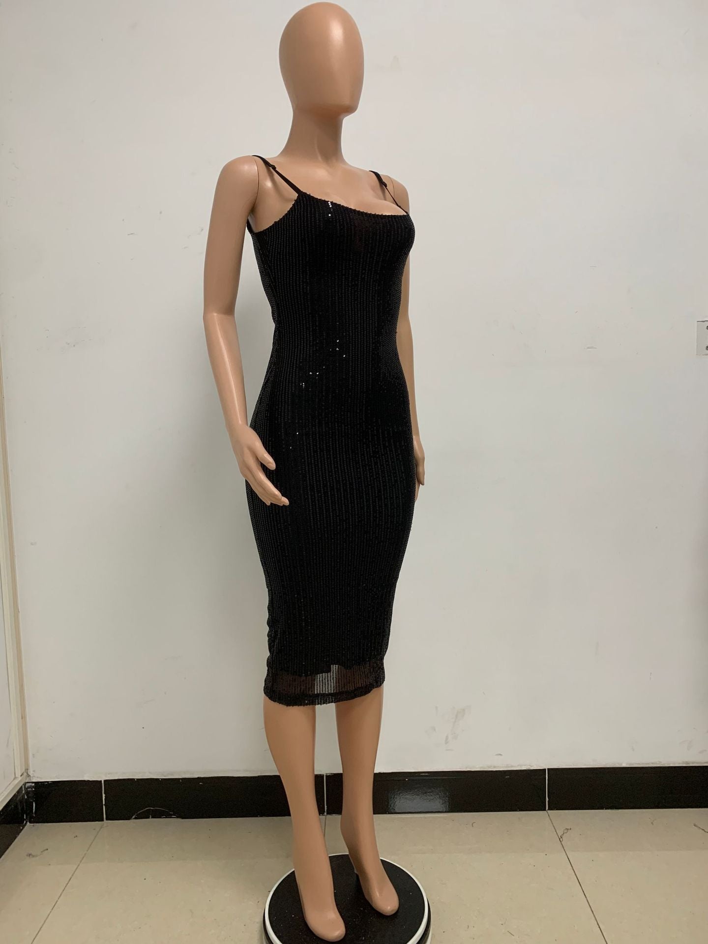 Summer Women's Sleeveless Low Back Straps Sequin Party Dress 85