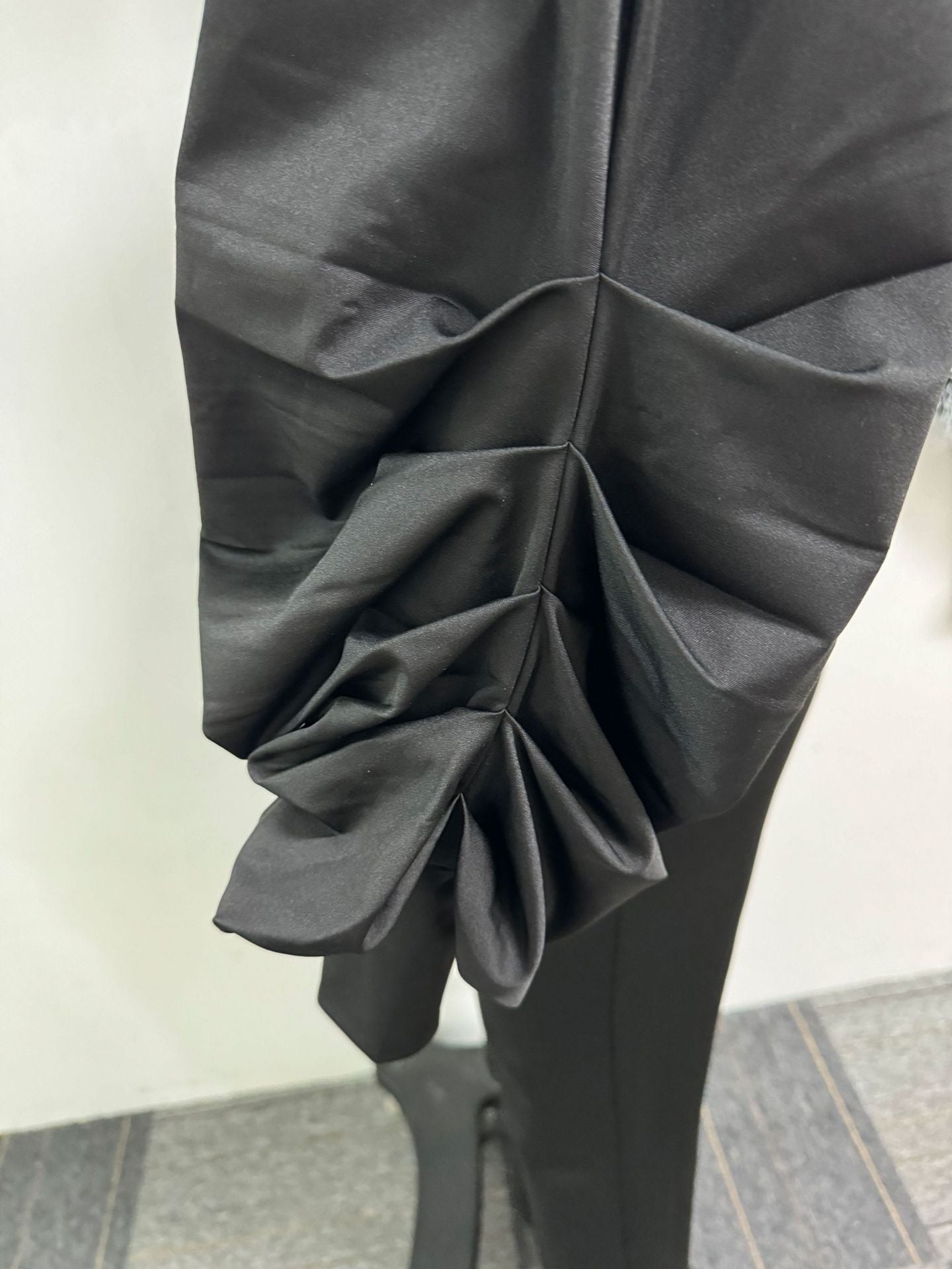 Sexy Pleated Balloon Sleeves Slim Waist Wide-Leg Jumpsuit 12