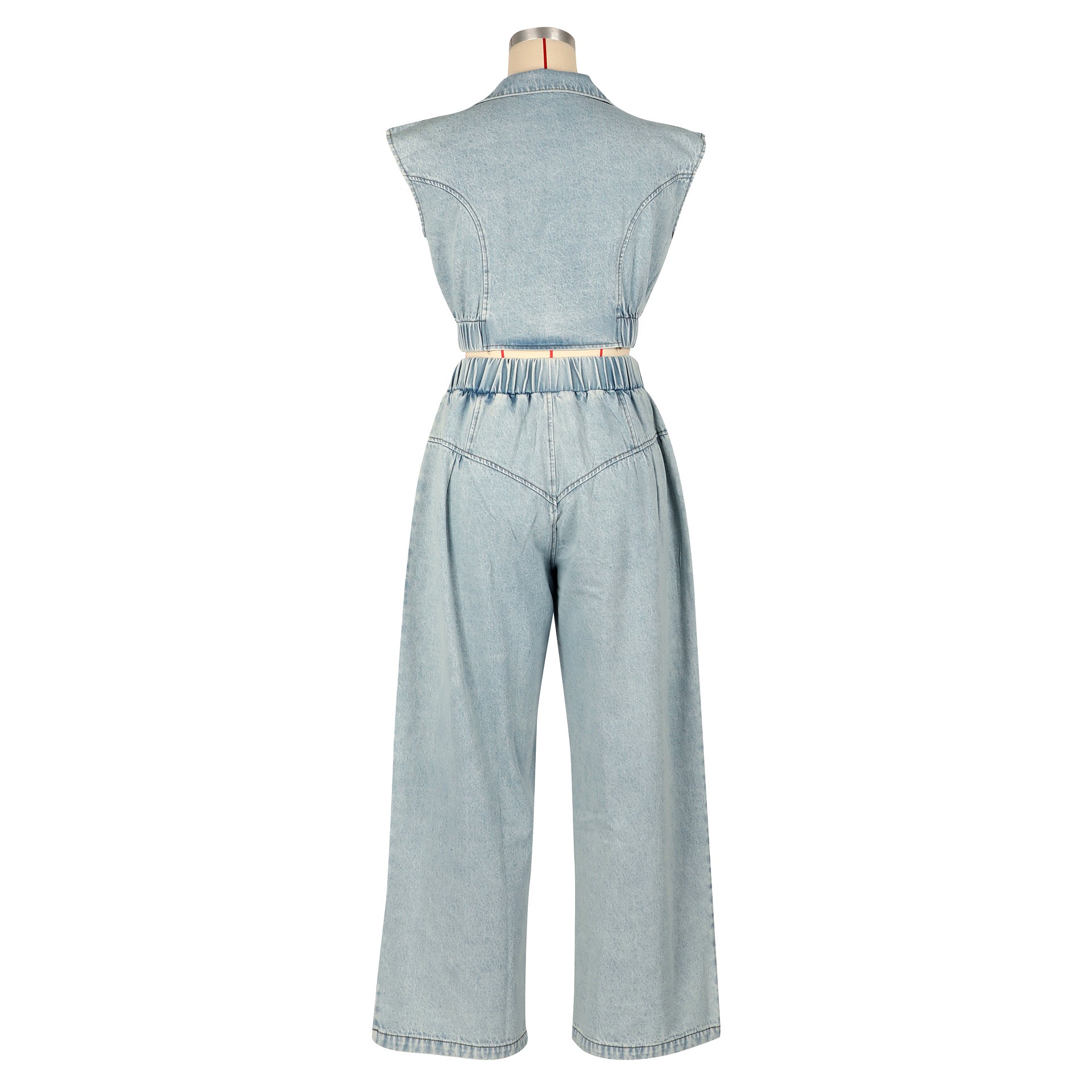 Women Denim Sexy Sleeveless Top and Pants Two Piece Set 9