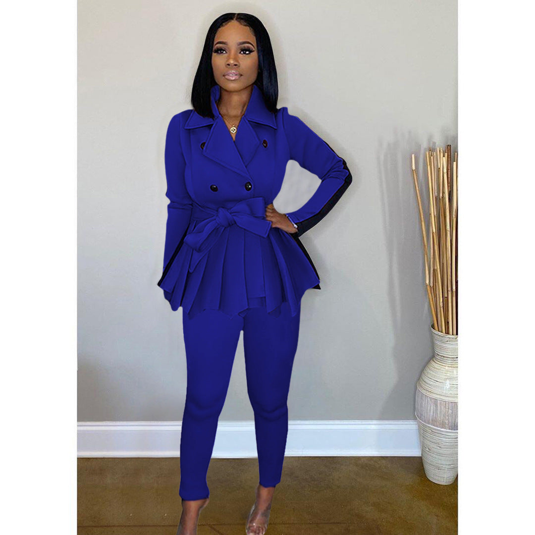 Women Color Block Long Sleeve Jacket and Pant Casual Two Piece Set 20