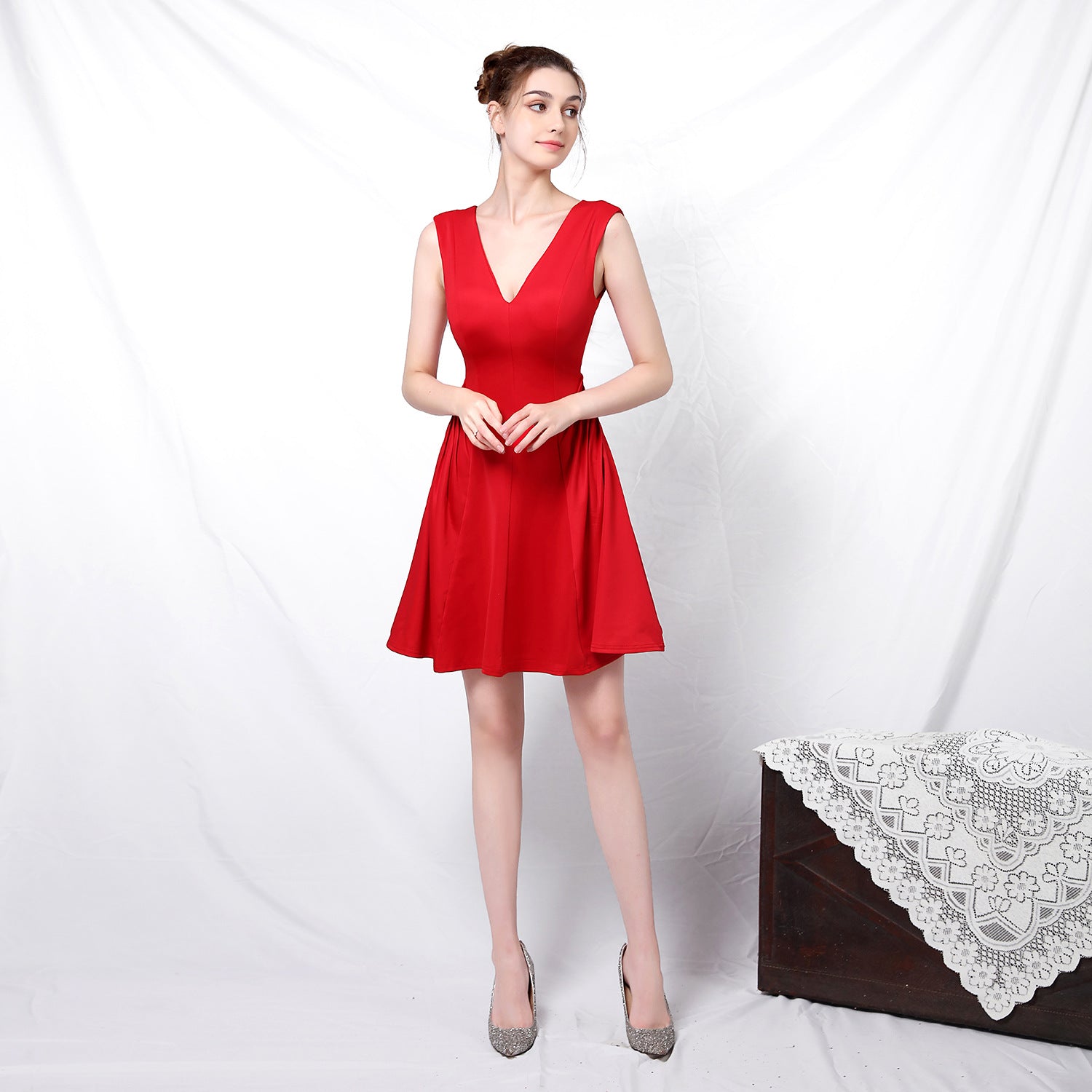 Women Elegant Sleeveless Formal Party Mini Evening Dress 3