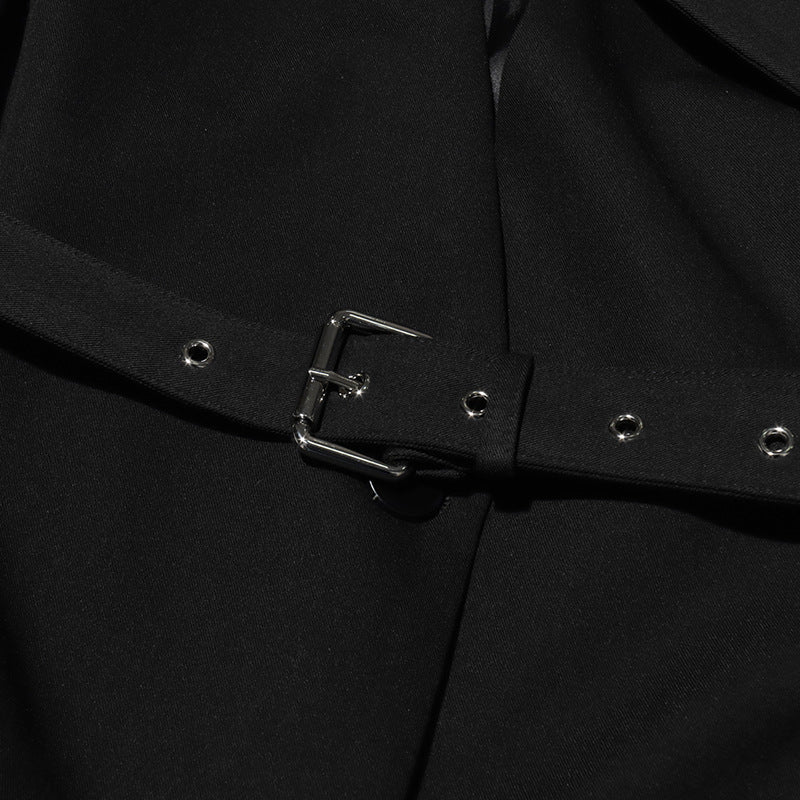 Patchwork Cross Tie Vest Solid Color Sleeveless Blazer for Women 16